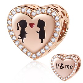 925 Sterling Silver Rose/Yellow Gold Plated Valentine's Day Charms, Meteor Star, Magnolia, Arrow Heart, Princess Crown Beads, Fits European Charms Bracelet, Gifts for Girlfriend/Wife/Husband, Sterling