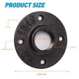 3/4" Black Painted Floor Flange, Home TZH 30 Pack Malleable iron Pipe Flange for Industrial vintage style, Flanges with Threaded Hole for DIY Project/Furniture/Shelving Decoration (30, 3/4 Inch)