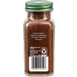 Simply Organic Ancho Chili Powder, 2.85 Ounce Jar, Certified Organic Poblano Peppers, Mexican, Southwest, Popcorn & Chocolate