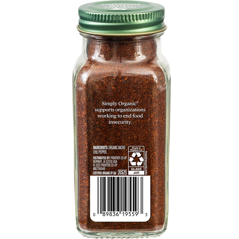 Simply Organic Ancho Chili Powder, 2.85 Ounce Jar, Certified Organic
