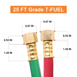 GASHER 1/4" x 25FT Oxygen Acetylene Twin Hose 9/16" 18-B fittings Welding Cutting Torch Grade T