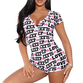 RUEWEY Women V-Neck Shorts Jumpsuit One Piece Bodysuit Pajama Long Sleeve Bodycon Rompers Overall (S, YG-White)