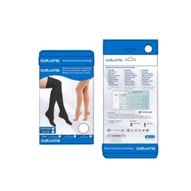 Premium CURANTIS Graduated Medical Compression Mid Thigh Stockings for Men and Women - Class 1 (18-21 mmHG) Socks Pair for varicose veins, Maternity, Nurses, Travel, Flight, Sports - (XX-Large) Beige