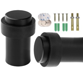 Door Stop - TRACOMPAN 2 Pack Black Stainless Steel Heavy Duty Door Stoppers, 30 x 60 mm Door Stop Holder for Indoor/Outdoor, Doorstop, Floor Mounted Door Stopper for Skirtings, Bumper Wall Protector