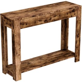 Safdie & Co. 40"L 2-Drawers 1-Shelf Console Table in Brown Reclaimed Wood