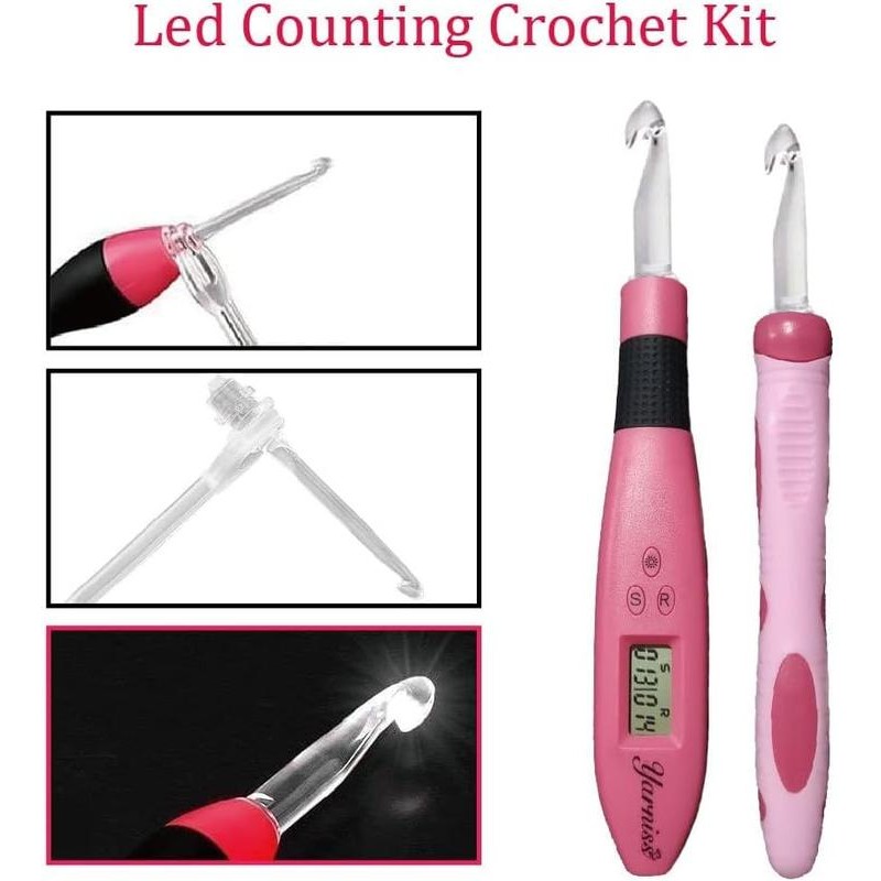 17 Size Counting Crochet Hooks Set, Light Up Crochet Hooks