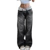 Xineicy Women's Low Rise Heart Pattern Baggy Jeans Washed Wide