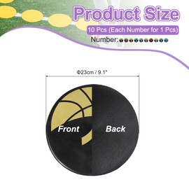 PATIKIL Number Spot Markers 9 Inch, 10 Pcs Basketball Non-Slip Floor Dots Agility Markers Flat Field Cones Poly Dots for Dance Soccer Basketball Sports, Yellow/Blue/Red/Dark Yellow/Green