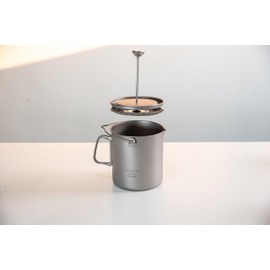 COMTAI Titanium French Press Pot 1000mL/35 fl ozCoffee Maker Camping with Lid and Filter Titanium French Press Cup Backpacking for Outdoor Hiking Camp (1000ml)