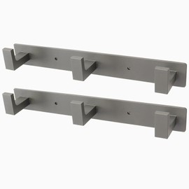 Vanloory Coat Rack, Heavy Duty Stainless Steel 3 Tri Coat Hook Hanger, Wall Mounted Wall Hooks, Rustic Clothes Hook/Key Hook Rail for Bathroom Kitchen Entryway(2 Pack, 3 Hook Grey)