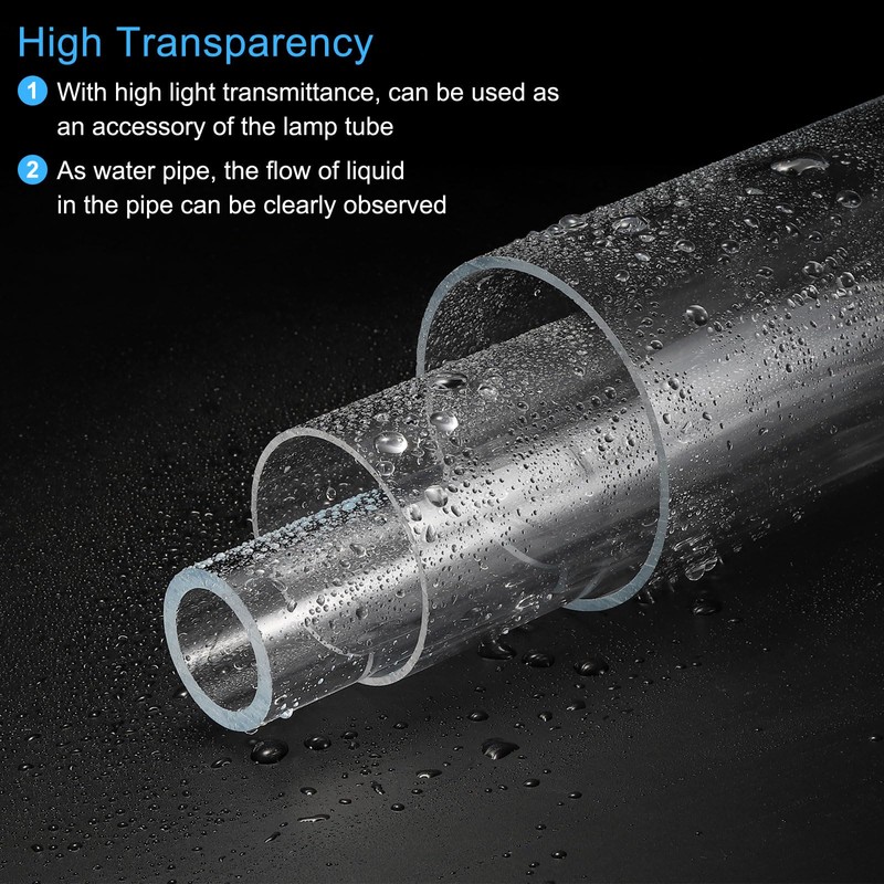 sourcing map Acrylic Pipe Clear Rigid Round Plastic Tube 6mm(1/4
