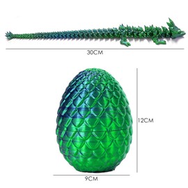 NyxSeat 1 Piece 3D Printed Dragon with 1 Dragon Egg, Dragon Egg Set, Fully Movable Crystal Dragon Toy, Dragon Desk Toy with Flexible Joint, Executive Desk Toy (Green)