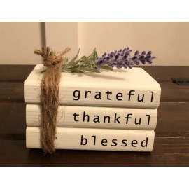 Decor Farmhouse Books, Mini Wooden Book Stack, Tiered Tray Decor