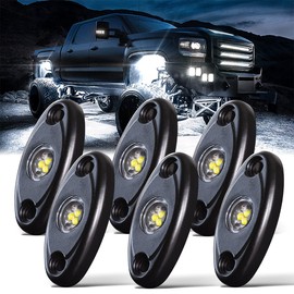 LEDMIRCY Pure White Rock Lights 6PCS R1 Super Bright LED Rock Lights White for Off Road Truck Auto Car Boat RZR ATV SUV Waterproof High Power Neon Trail Rig Lights Shockproof(Pack of 6,White)