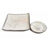 [Muneyama Kiln] Honhonokuhiki Bamboo Carving Square Platter, 9.8 inches (25