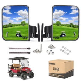 10L0L Universal Golf Cart Side Mirrors - Golf Cart Mirrors No-drilling Required For Yamaha EZGO TXT RXV Club Car DS Precedent - Folding Side Rear View Mirror HD Glass