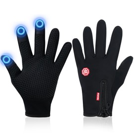 TECH-PI Cycling Gloves For Men and Women Waterproof Thermal Gloves Winter Warm Gloves Touch Screen Gloves Bike Accessories For Outdoor Sports Running Hiking Dog Walking (L)