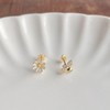 Silver 925 Earrings, Silver, Gold, 18K Coating, Honeybee, Flowers, Asymmetrical,