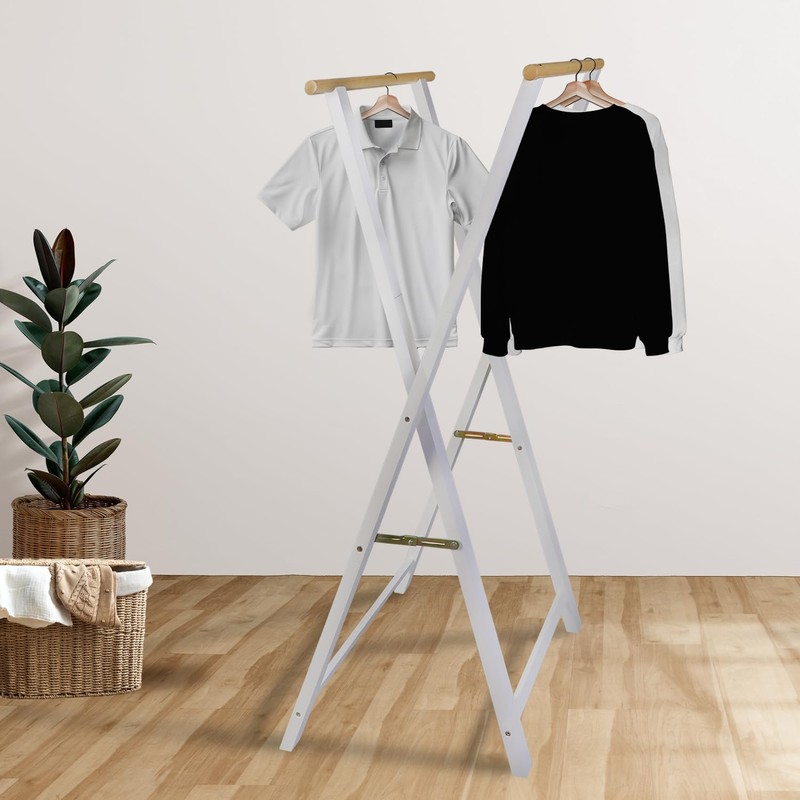 Casual Home Solid Wood Folding Clothing Garment Laundry Drying Rack,