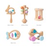 BEACENOV Montessori Wooden Rattle Toy Set for Infant Boys Girls
