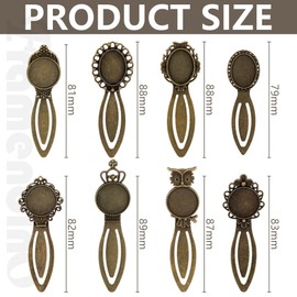 Framendino, 16 Pack Metal Bronze Bookmark DIY Vintage Blanks Tray Cabochon Jewelry Making Supplies