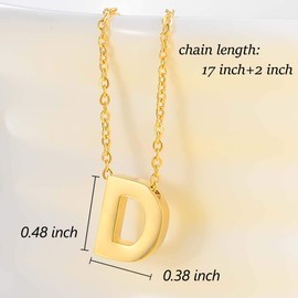 VU100 Initial Letter D Necklace for Women Girls-Stainless Steel Alphabet Script Letter Pendant Gold Tone,Mom Daughter Sister Wedding Birthday Gift, Jewellery 18inch Chain