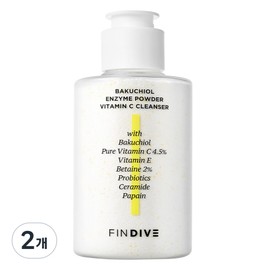 Fine Dive Bakuchiol Enzyme Powder Vitamin C Cleanser, 2 packs, 40g / 파인다이브 바쿠치올 엔자임 파우더 비타민C 클렌저, 2개, 40g