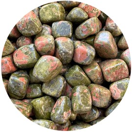 GAF TREASURES WHOLESALE Unakite Tumbled Stones, Polished Natural Unakite Gemstone, Unakite Healing Crystals (Unakite, 0.5 Pound)
