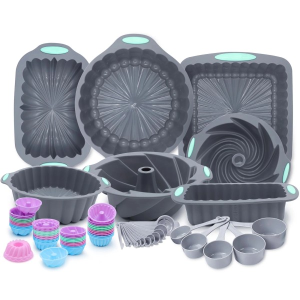 Tongjude All-in-One Silicone Bakeware Set, 72 Pieces - Perfect for