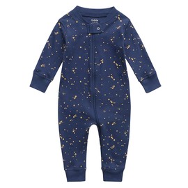 Owlivia Organic Cotton Baby Boy Girl Zip up Sleep N Play, Footless, Long Sleeve(12-18 Months, Starry Sky)