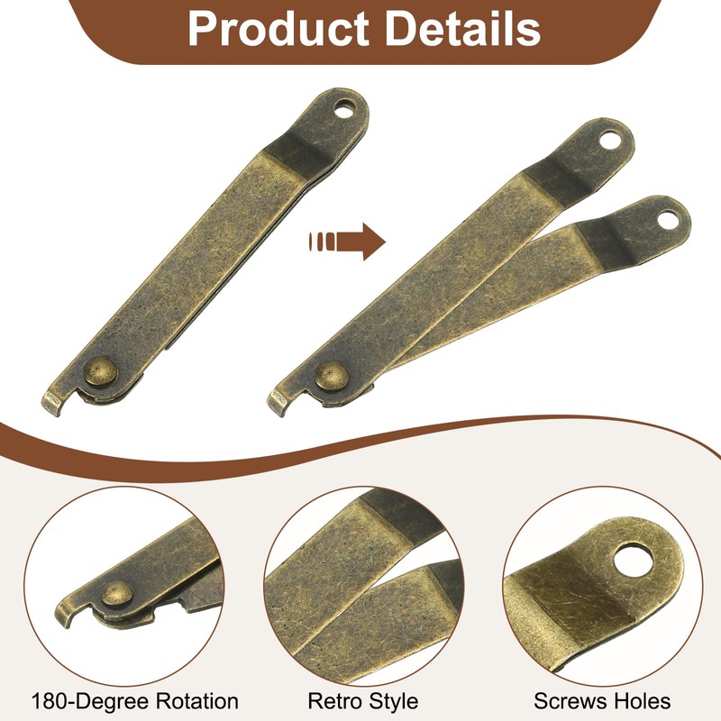 sourcing map 2Pcs 5.63"x0.43" Folding Support Lid Hinges, Lift Up