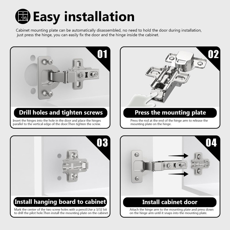 Asidrama 2 Pack Half Overlay Soft Close Cabinet Hinges，Silent Hydraulic