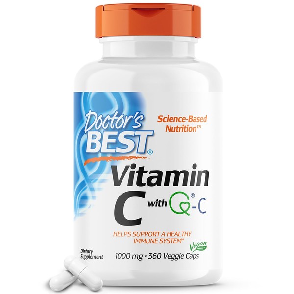 Doctor's Best Vitamin C with Q-C - Vitamin C 1000mg Non-GMO, Vegan, Gluten Free, Soy Free, Sourced from Scotland Veggie Caps, 360 Count
