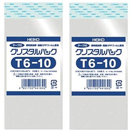 Transparent Bags OPP Crystal Pack T6-10 Pack of 100 Bags Width 2.4 x Height 3.9 x 1.2 inches (6 x 10 + 3 cm) (Set of 2)