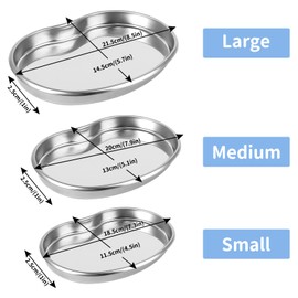 3PCS Stainless Steel Kidney Tray, Basin Stainless Steel Tray Curved Medical Tray, Professional Surgical Kidney Dish Large Curved Metal Instrument Tray Stainless Steel Tray Lab Instrument Tool Trays