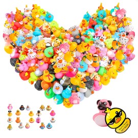 100Pcs Jeeper Ducks with Tags for Ducking,Rubber Ducks in Bulk,100 Pack Rubber Ducks+100Cards Tags+100 Straps (100 PCS)…