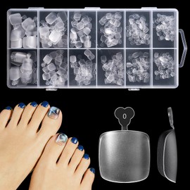 Wilfniee Soft Gel Toe Nail Tips, 12 Sizes Clear Toe Nail Tips for Acrylic, 240PCS Full Cover Matte Fake Square Toe Nails Press on Toenails Extension Tips