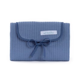 Mi bollito Portable Changing Mat Foldable Waterproof 100% Waffle Cotton Easy to Store in Mother Bag Ideal for Newborn Baby Gift (Blue)