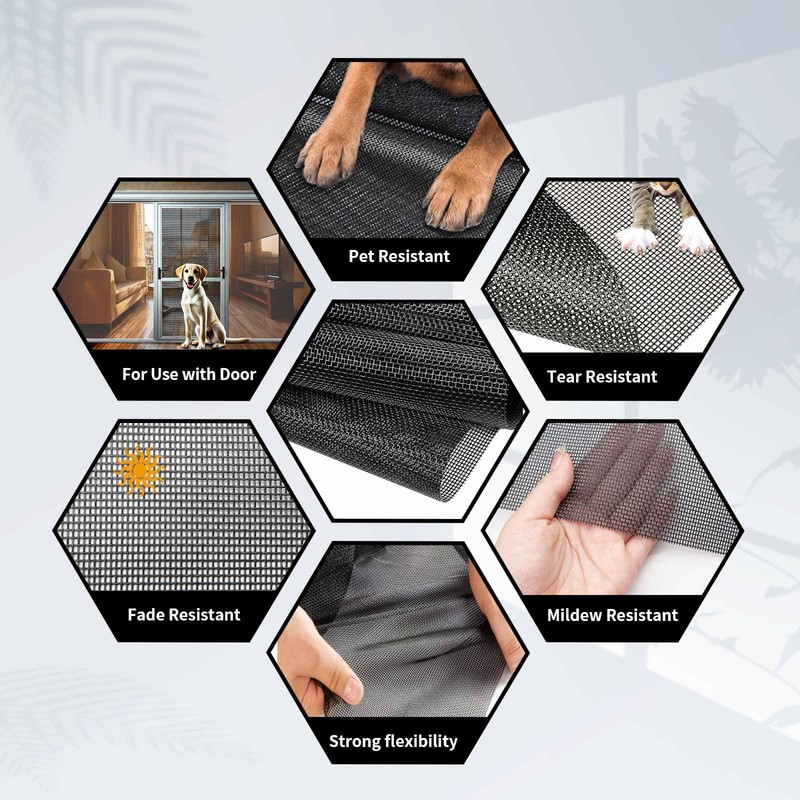 MAISHI 60" x 86" Pet Screen Mesh Roll, 14x14 Polyester