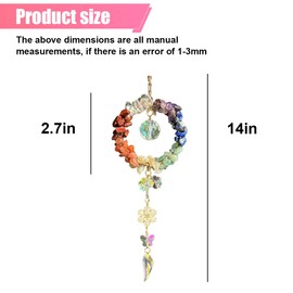 DUSCOKE Healing Crystal Stones Car Rear View Mirror Charm for Women - Handmade Bling Crystals Auto Mirror Hanging Accessories - Lucky Auto Interior Decoration Pendant for Car Wall Window (Colorful)