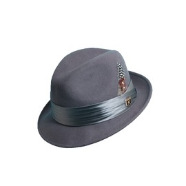 STACY ADAMS Men's Crushable Wool Felt Snap Brim Fedora Hat (Medium, Grey)