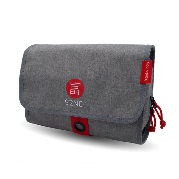 92ND.SUPPLY, Men's Toiletry Bag, Hanging Toiletry Bag, All Compartments with Zip, Lots of Storage Space thanks to Adjustable Straps, Velcro Fastener. (Grey), gray, Style full toiletry bag for any trip
