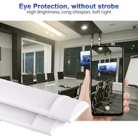 4 Pack 3FT LED Shop Lights, 30W LED Tube Light Fixture, 3FT led Light Fixture 3000LM 4500K Neutral White, 35.4inch LED Garage Closet Light Ceiling Light for Office Home, No Plug, No Ground Wire