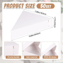 Tioncy 50 Pcs 9.65 x 7.28 x 1.77 Inch Disposable Single Pizza Slice Wedge Tray Paperboard Pizza Slice Container Pizza Boxes Pizza Holder Pizza Slice Container for Birthday Wedding Party Supplies
