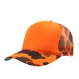 The Vintage Year High Crown Foam Mesh Camouflage Trucker Hat Baseball Cap (Camo/Neon Orange)