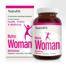 NUTRAWOMAN - Womens Multivitamins | Womens Vitamins - 30 Tablets - 27 Vitamins & Minerals - Daily Multivitamin for Energy & Health - with Probiotics, Biotin, Folic Acid & Methyl B12 - NutraVit
