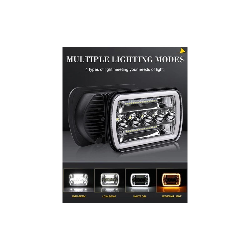Unbranded Pair 5x7'' 7x6 LED Headlight DRL For International 9900i