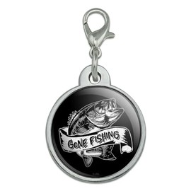 Gone Fishing Chrome Plated Metal Pet Dog Cat ID Tag - Small