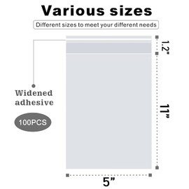 LEOSINDA 100 Pcs Self Sealing Cellophane Bags 5x11 Inch Clear Resealable Treat Bags for Candy, Cookies, Chocolates Gift Wrapping, Party Favors, Wedding & Holiday Packaging