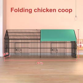 Large Chicken Coop, 87'' x 40'' Metal Chicken Run, Walk-in Poultry Cage, Spire Shaped Duck Rabbit Dog Coops with Waterproof & Anti-UV Cover for Outdoor Backyard